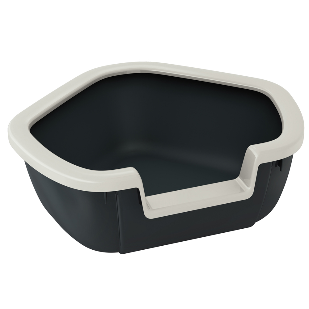 Ferplast bac litiere pour chat, maison de toilette pour chat, bac à litière d'angle, avec bords hauts et entrée basse, 57,5 x 51,5