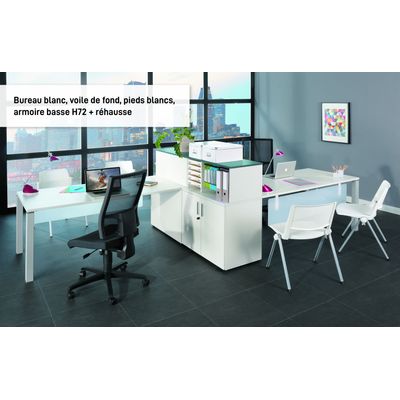 Bureau droit EXPRIM - L180 cm - Plateau imitation Erable - Pieds alu