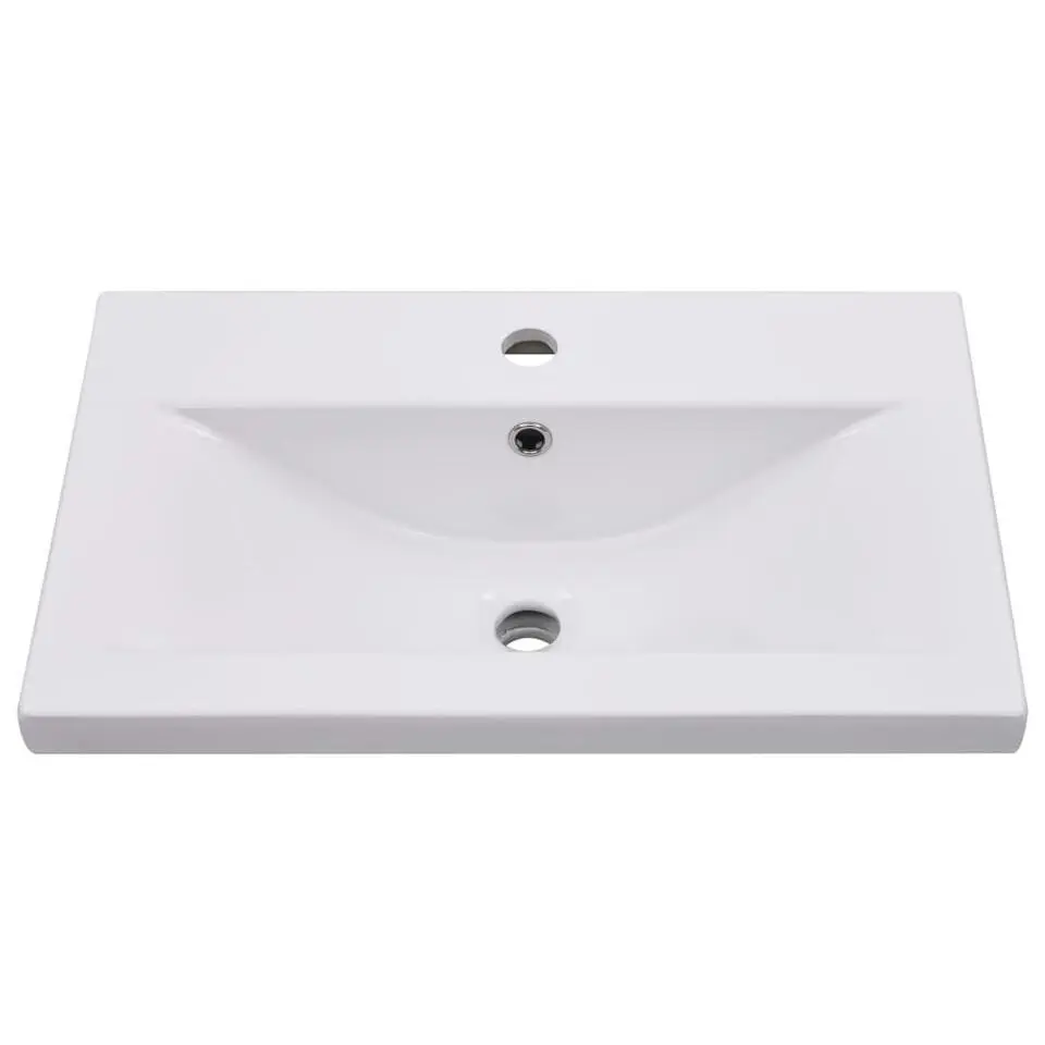 vidaXL - Wastafelkast En Wastafel - Zwart - Bewerkt hout - 60 x 38.5 x 46 cm