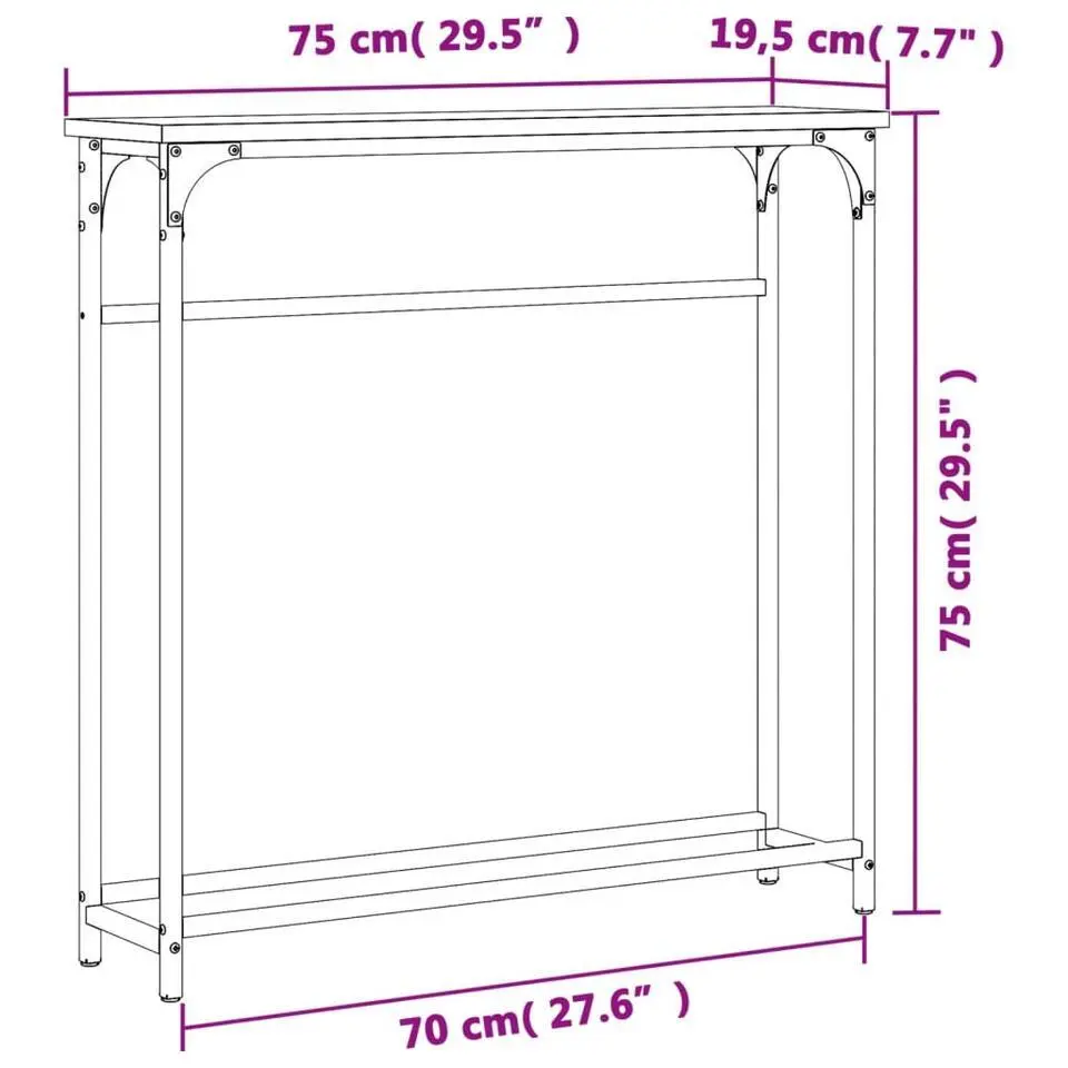 vidaXL - Wandtafel - Sonoma eiken - Bewerkt hout - 75x19.5x75 cm