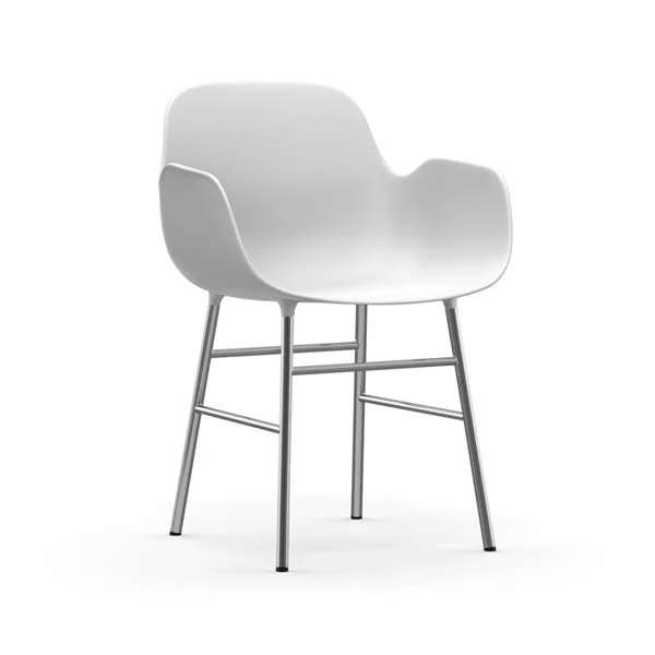 Normann Copenhagen  Form chair med armlæn i  chrome/hvid