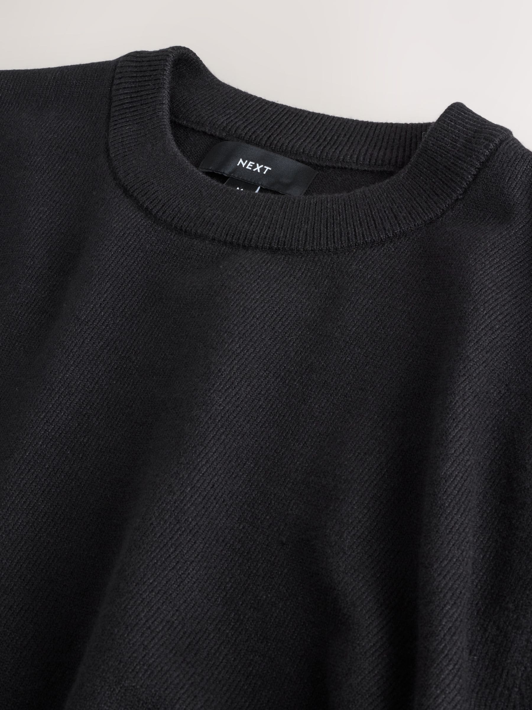 Zwart - Regular Fit Soft Touch Crew Neck Jumper