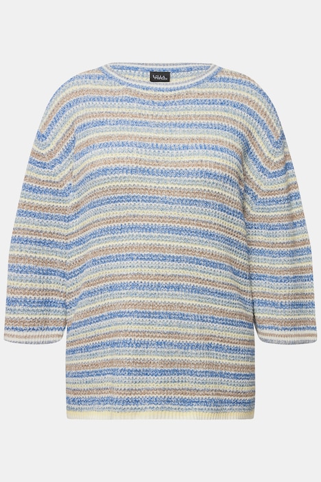 Pullover, Ringel, Oversized, Rundhals, 3/4-Arm