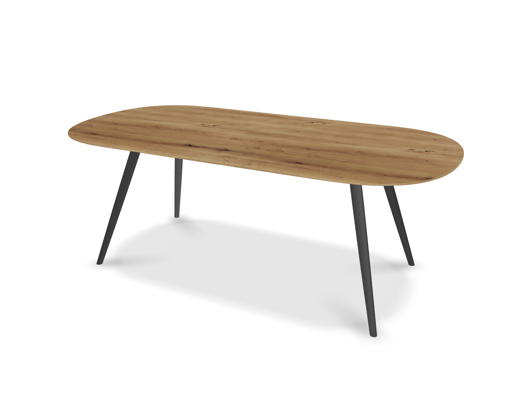 They & Me eettafel Joy – plat ovaal – eiken rustiek olie - onderstel RAL9017 verkeerszwart 200 x 100 x 75 cm | Eiken Rustiek Olie | Rechte Rand | Frame Verkeerzwart