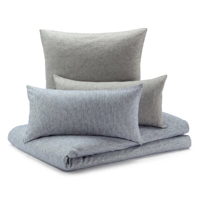Kopfkissenbezug Flanell Fischgrat, Blau, 40 × 80 cm