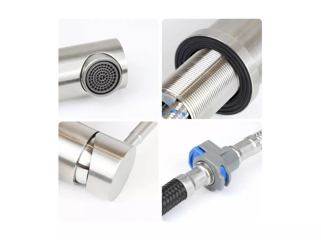 NETTLIFE mitigeur de lavabo mitigeur d'eau froide haute pression robinet de salle de bain