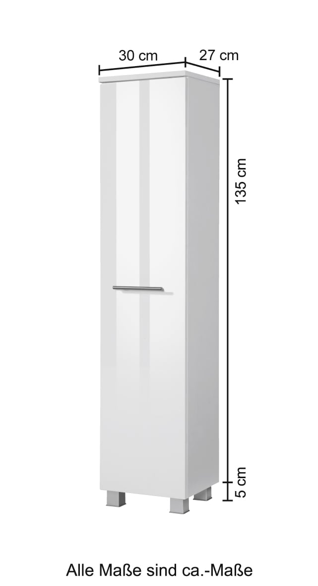welltime Midischrank »Trento, verschiedene Ausführungen und Farben« Badmöbel, Breite 30 cm, 1 Tür, Made in Germany