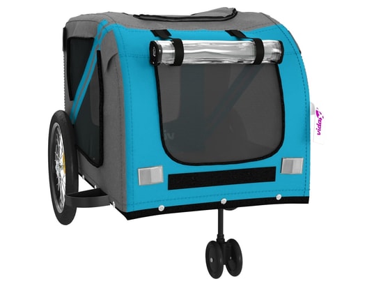 VIDAXL - Remorque de vélo pour animaux de compagnie bleu et gris