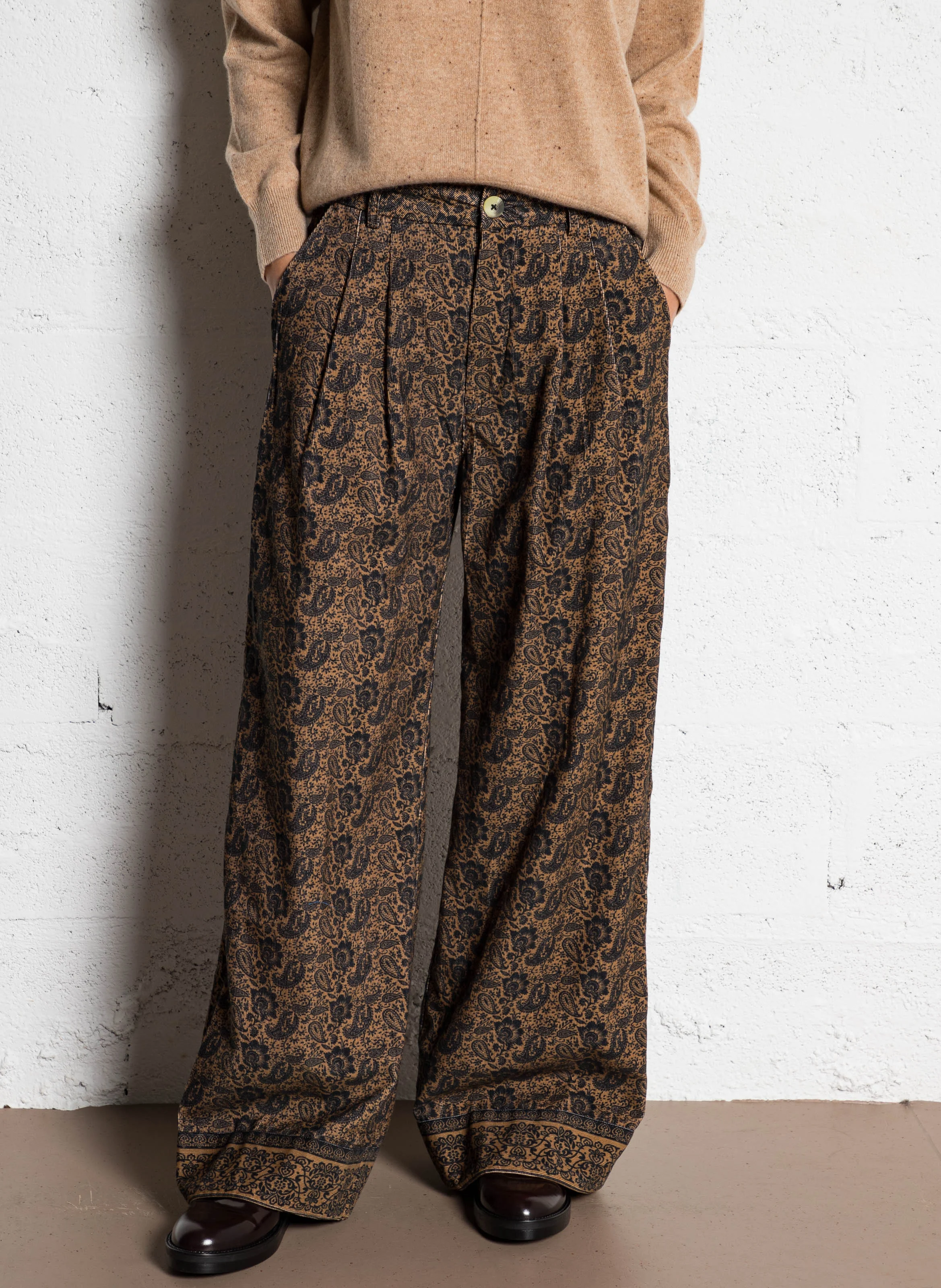 PEPE - Pantalon large imprimé en coton | Noir