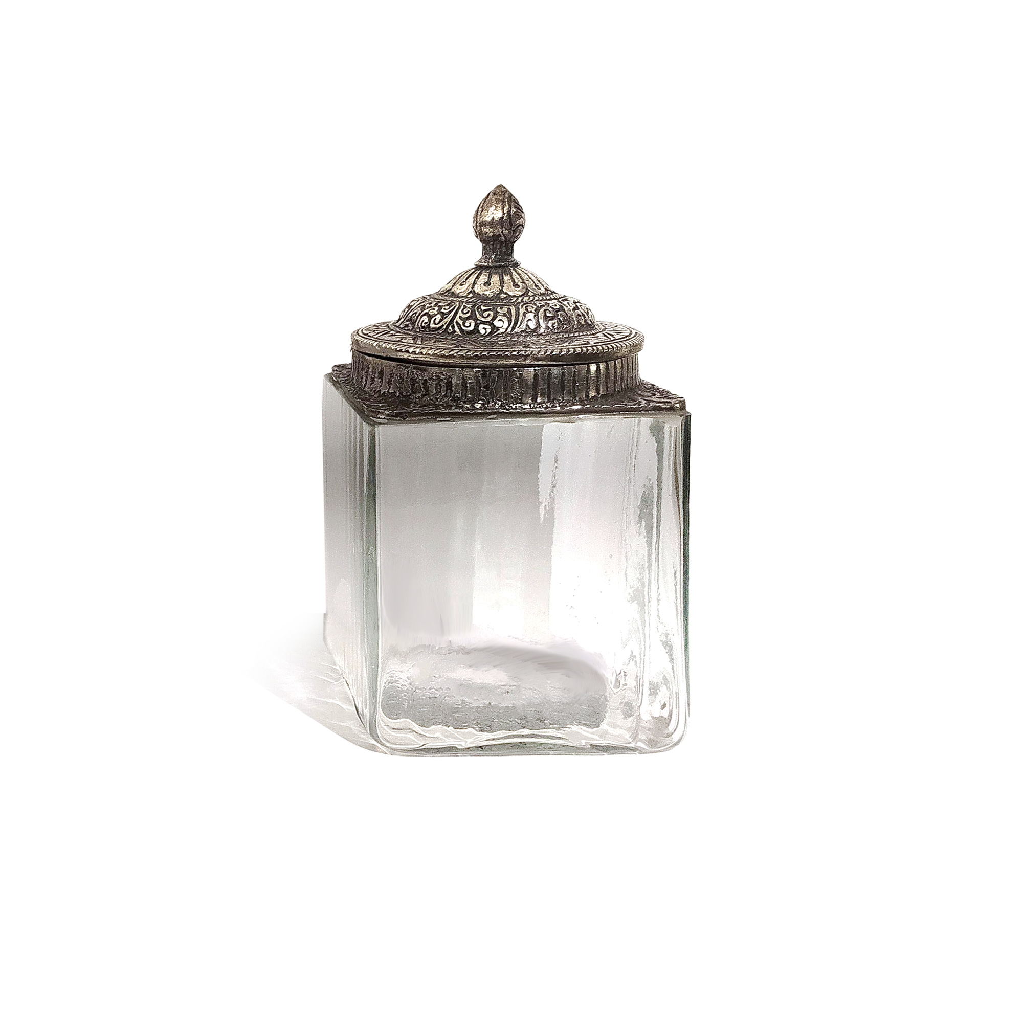 Bonbonniere mit Metalldeckel, silber, B 10 cm, L 10 cm, H 18 cm von fischer's lagerhaus