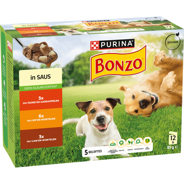 BONZO Pouch in Saus Lam en wortels 12x85g