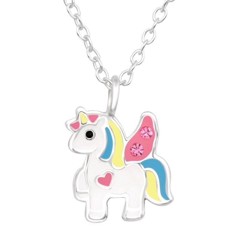 Collier licorne petit coeur en argent 925