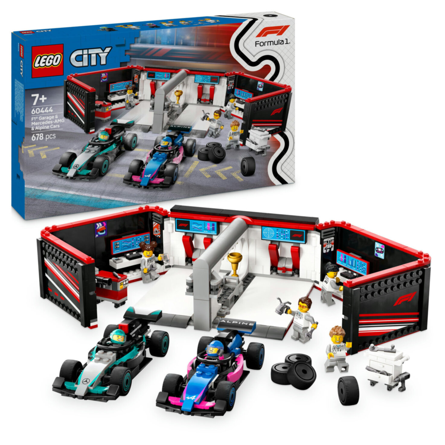 LEGO® City 60444 F1 Garage mit Mercedes-AMG & Alpine Rennautos ab 7 Jahren