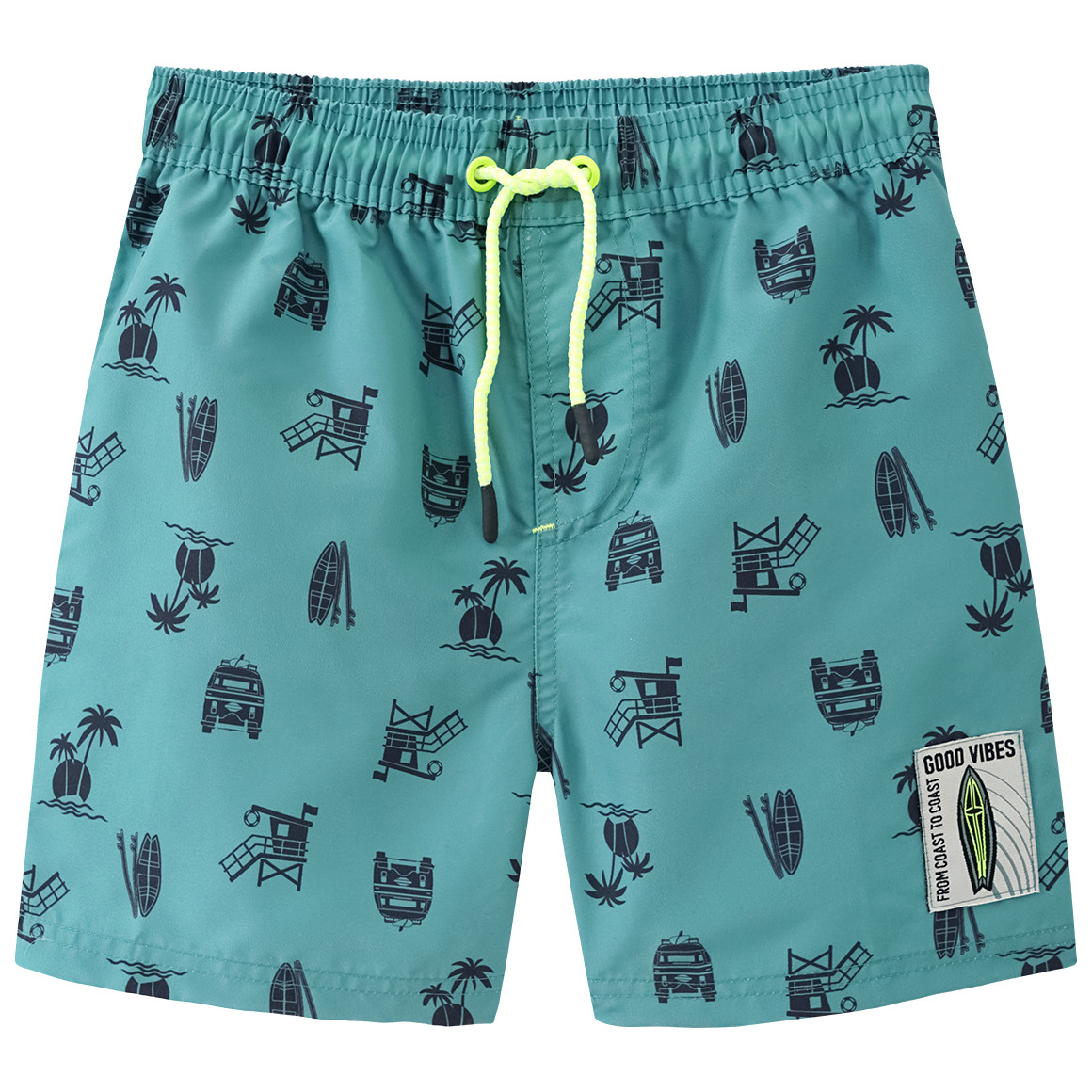 Yigga Jungen Badeshorts mit Sommer-Motiven dunkelgrün