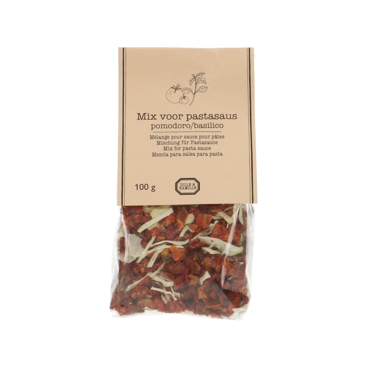 Mix voor pastasaus, tomaat en basilicum, 100 g