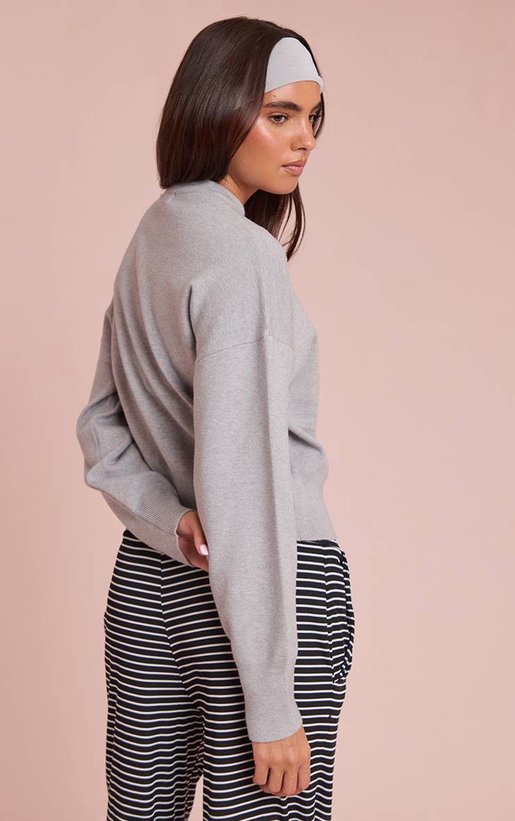 Gris Cardigan En Maille Compacte
