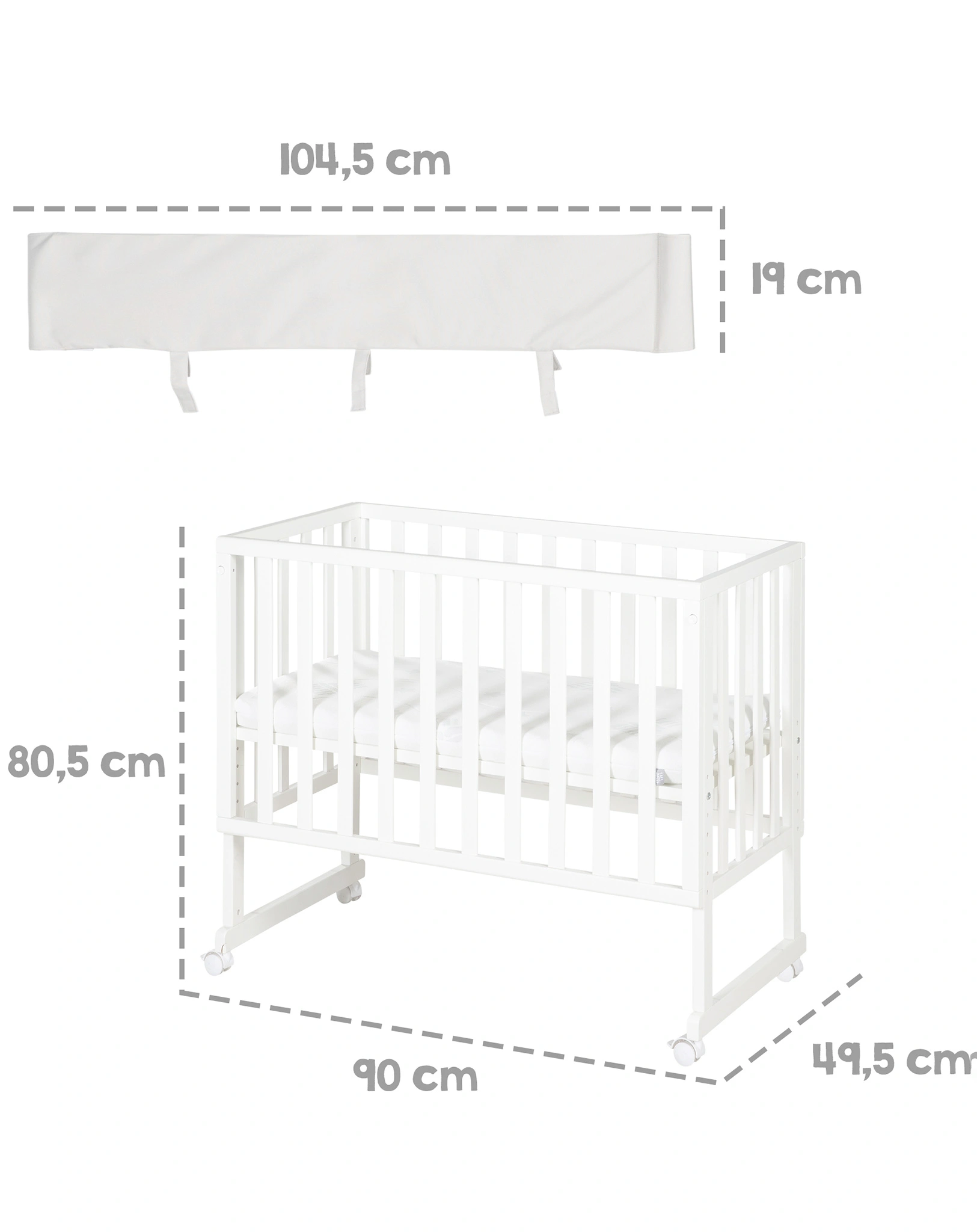 Beistellbett ROBA STYLE 3in1 86 x 90 cm (Farbe: weiß)