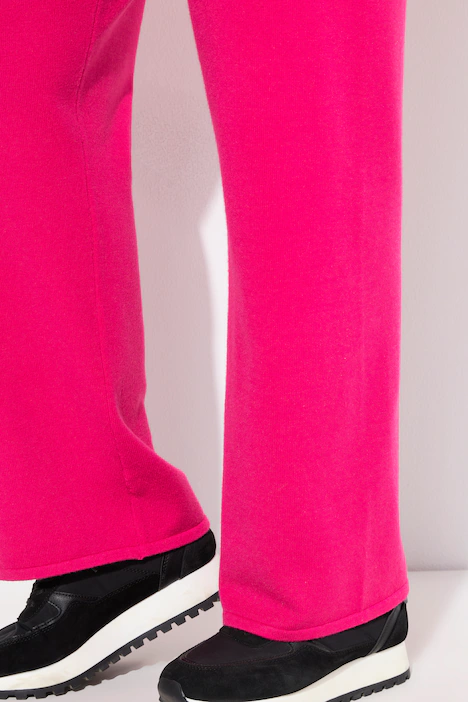 Strickhose, weites Bein, Elastikbund, formstabiler Strick, rot pink