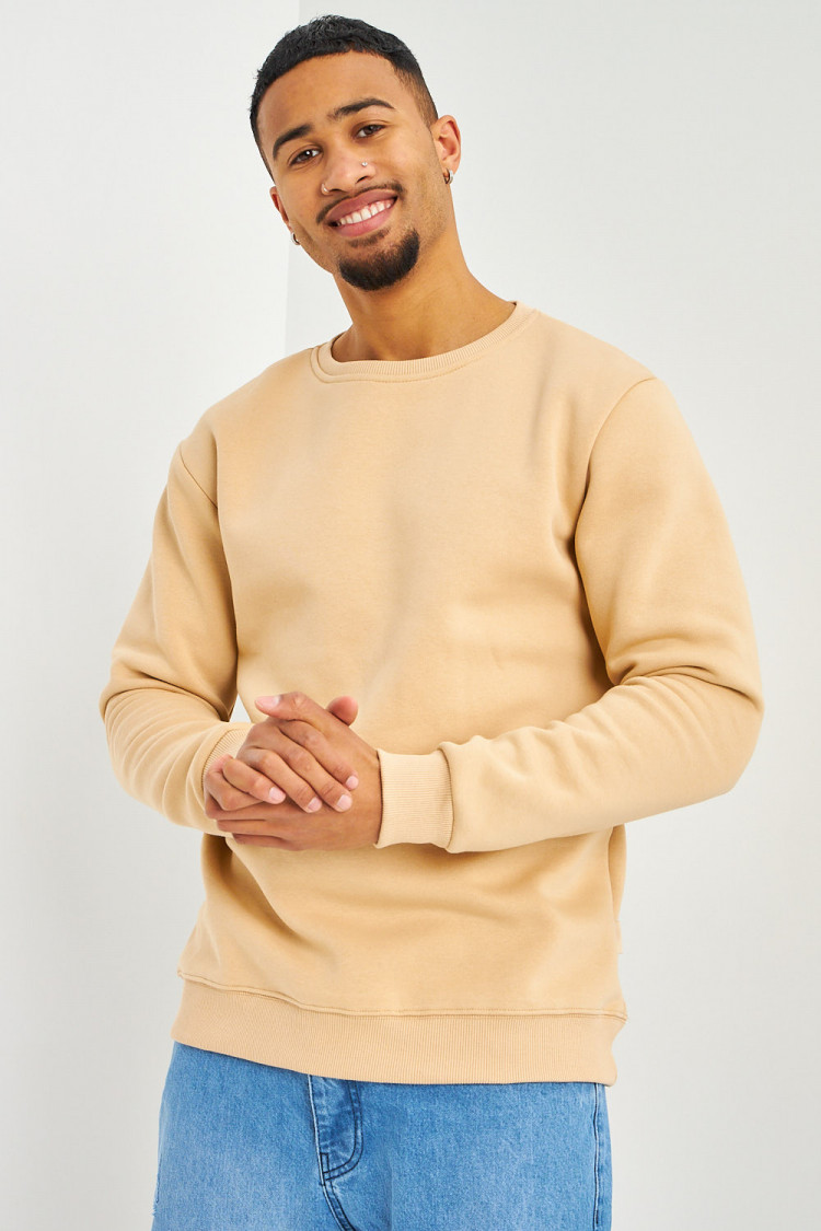 Sweat beige col rond