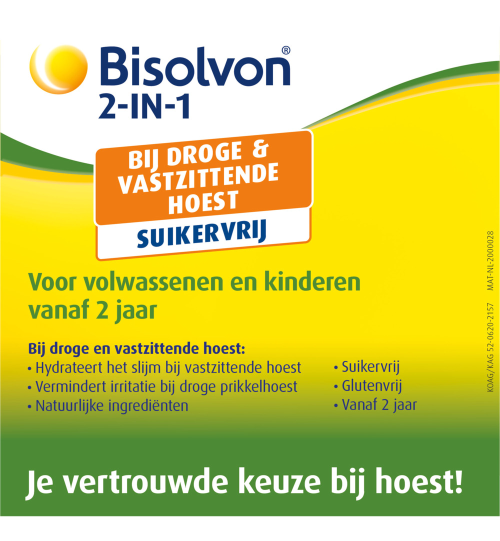 Bisolvon Drank 2-in-1 suikervrij (120 ml)