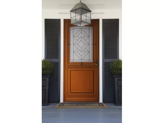 Porte D'Entrée Bois Vitrée, Vitrage Transparent, Elma, H,215Xl,90 P,Gauche Côtes Tableau