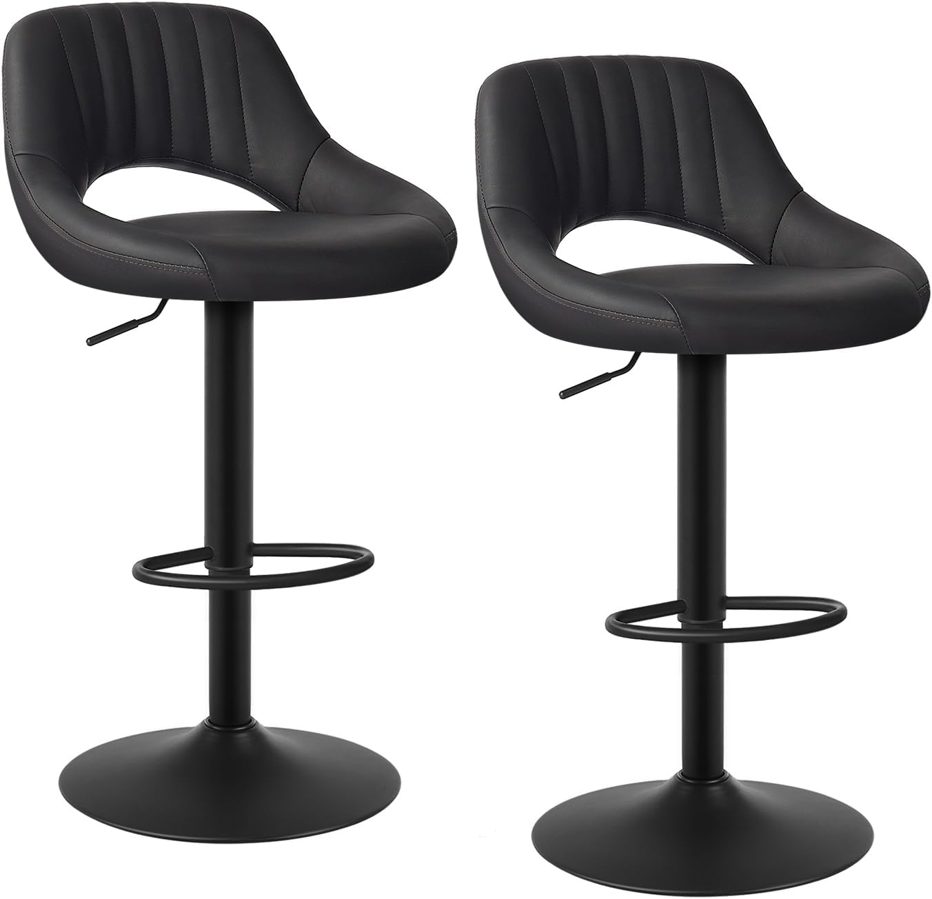 EUGAD 2X Barhocker Designer Hocker Tresenhocker Bistrohocker 360° drehbar stufenlos höhenverstellbar mit Rückenlehne aus Kunstleder und Stahl Anthrazit, 0666BY-2