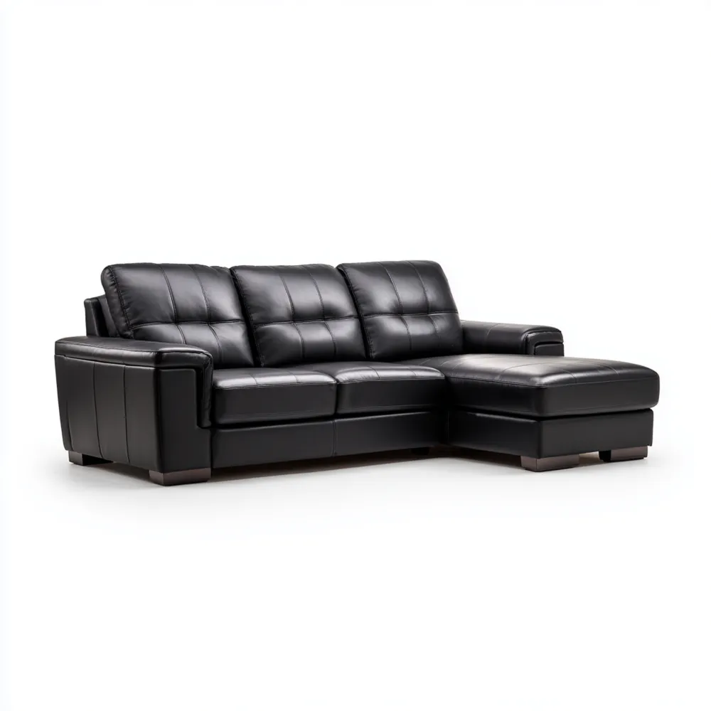 Ecksofa Leder 250x80x150 cm – Schwarz – Modernes Design