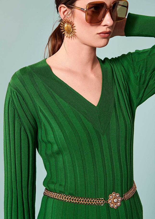 Robe Ryokavert émeraude en laine