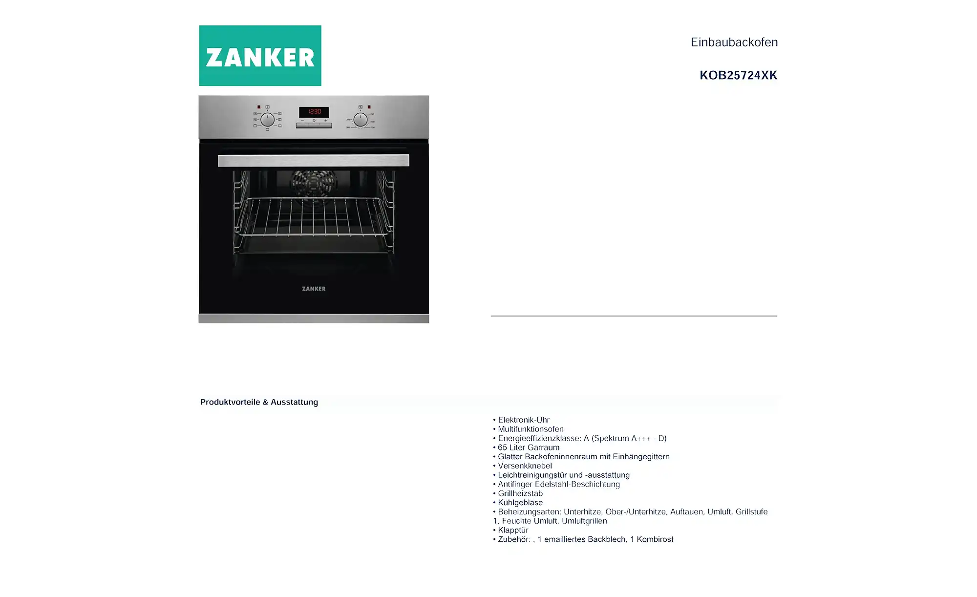 ZANKER Backofen-Set KOB25724XK + KEV6446XXK