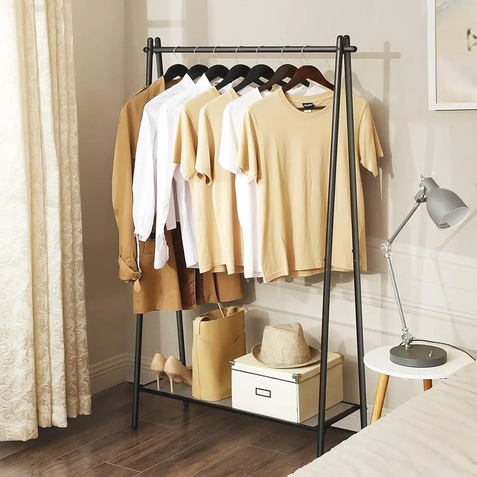 Parya Home Stalen kledingrek met kledingstang - zwart