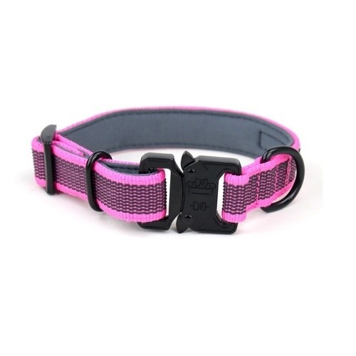 Coleira ajustável APEX DOG GEAR com fecho de metal rosa para cães