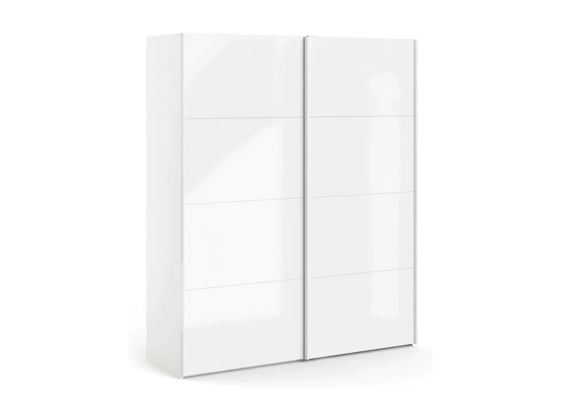 Garde-robe 2 portes Portlouis, Meubles de chambre, Penderie de plain-pied, Placard à vêtements, 182x62 h220 cm, Blanc brillant