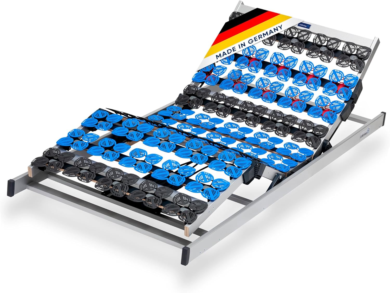 CubeSleep 7-Zonen Tellerfeder-Lattenrost Cloud 80x200 cm | Kopf- und Fußteil elektrisch verstellbar | Made In Germany | GS Zertifiziert – geprüfte Sicherheit | fertig montiert