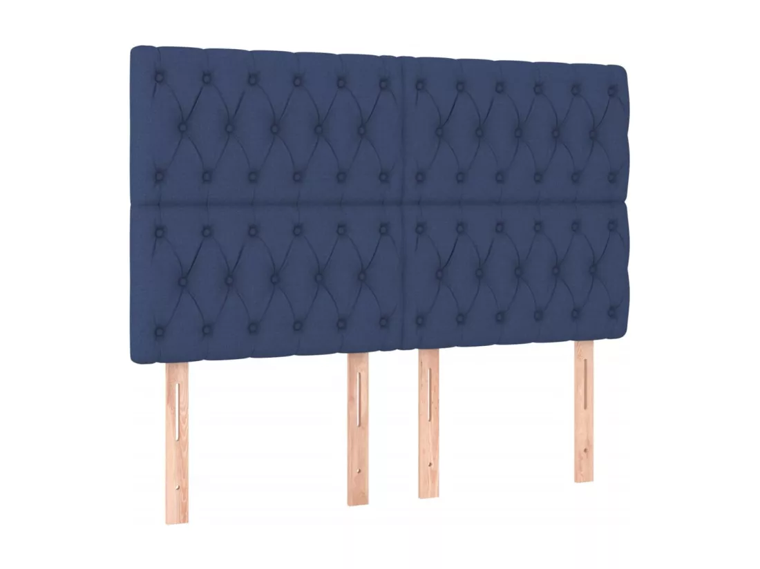 Sommier tapissier avec matelas et LED Bleu 140x190 cm Tissu