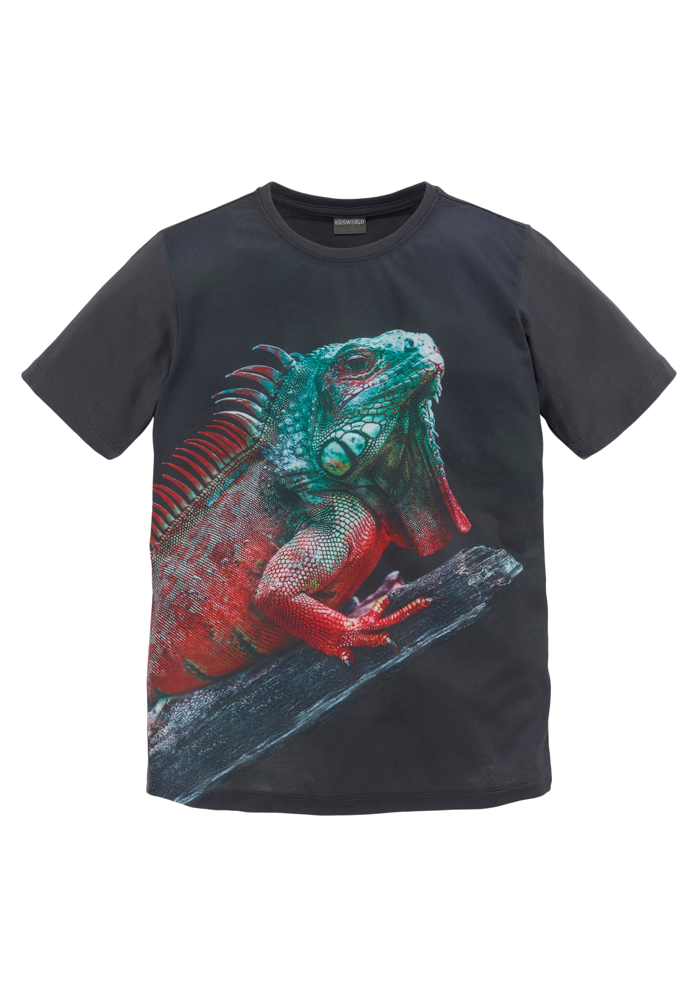 KIDSWORLD T-Shirt »Fotoprint: LITTLE LIZARD«, Kurzarm, mit stylischem Leguan-Druck,  Rundhalsausschnitt