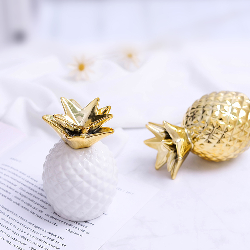 (13x9cm) Ananas Sparkasse Home Accessoire Geschenkidee Deko Spardose - Gold