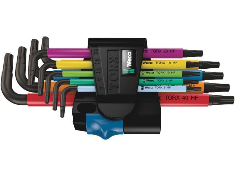 Wera Winkelschlüssel-Set 967/9 TX Multicolour HF 1 TX8-TX40 Winkelschlüsselsatz mit Haltefunktion, BlackLaser
