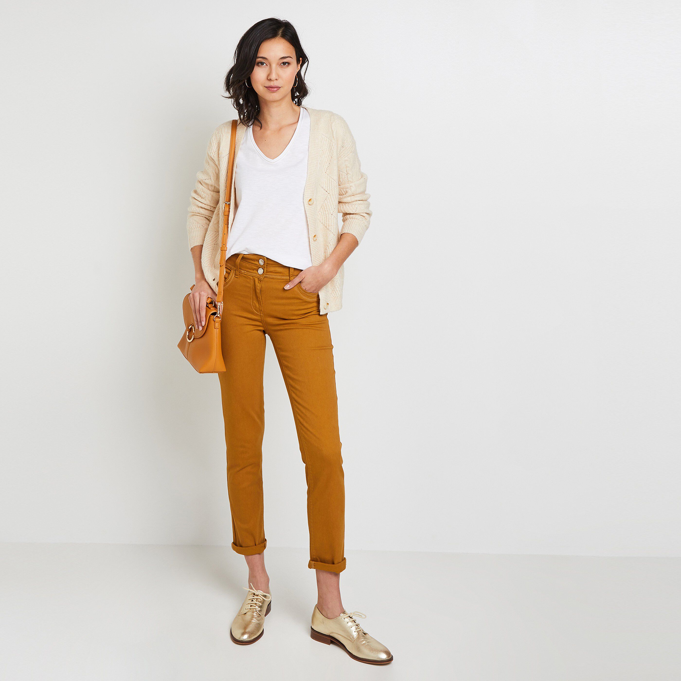 Denim couleur taille haute FIGARI femme - CURRY