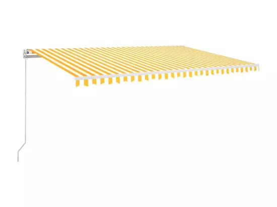 Auvent manuel rétractable avec LED 500x300 cm Jaune et blanc