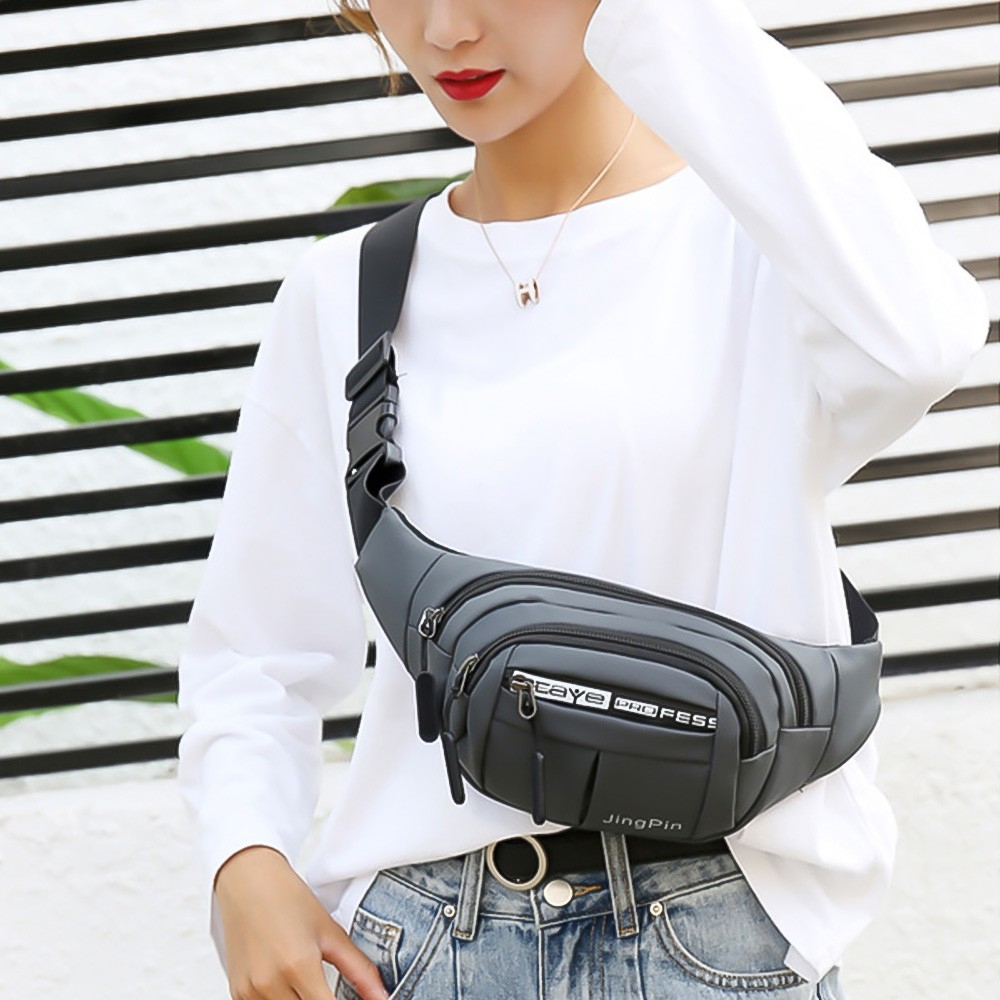 (36x15x10cm) Unisex Outdoor Schultertasche Wasserabweisende Crossbody Bag Bauchtasche - Schwarz