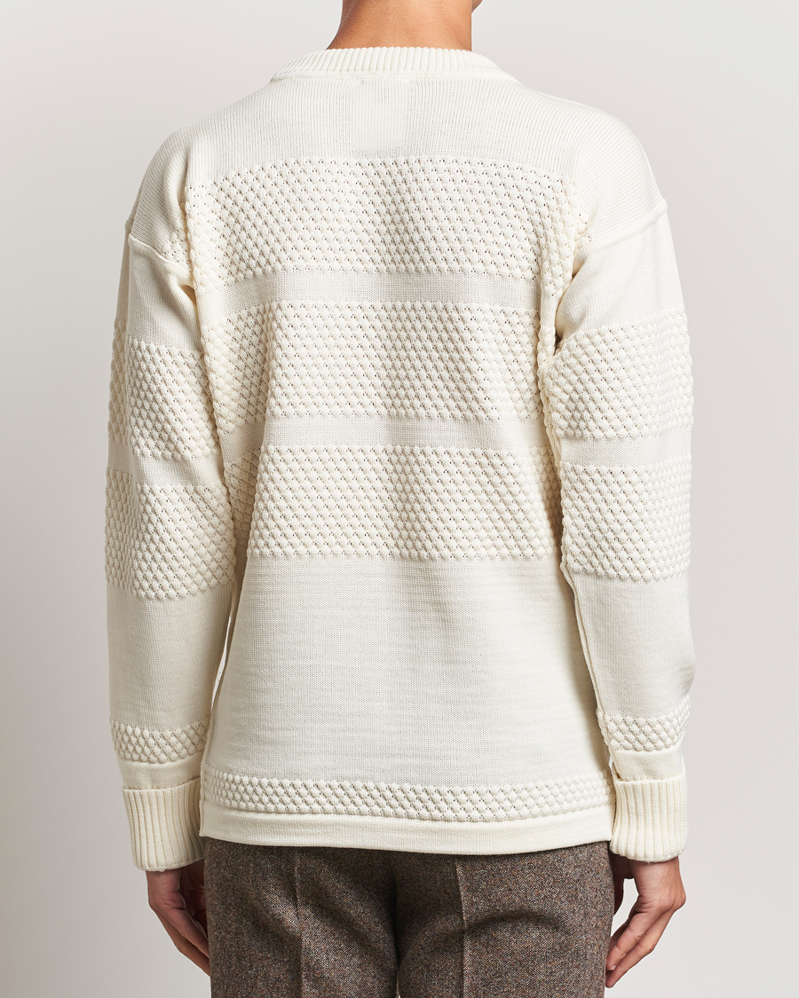 S.N.S. Herning Fisherman Wool Crew Neck Sweater Natural White