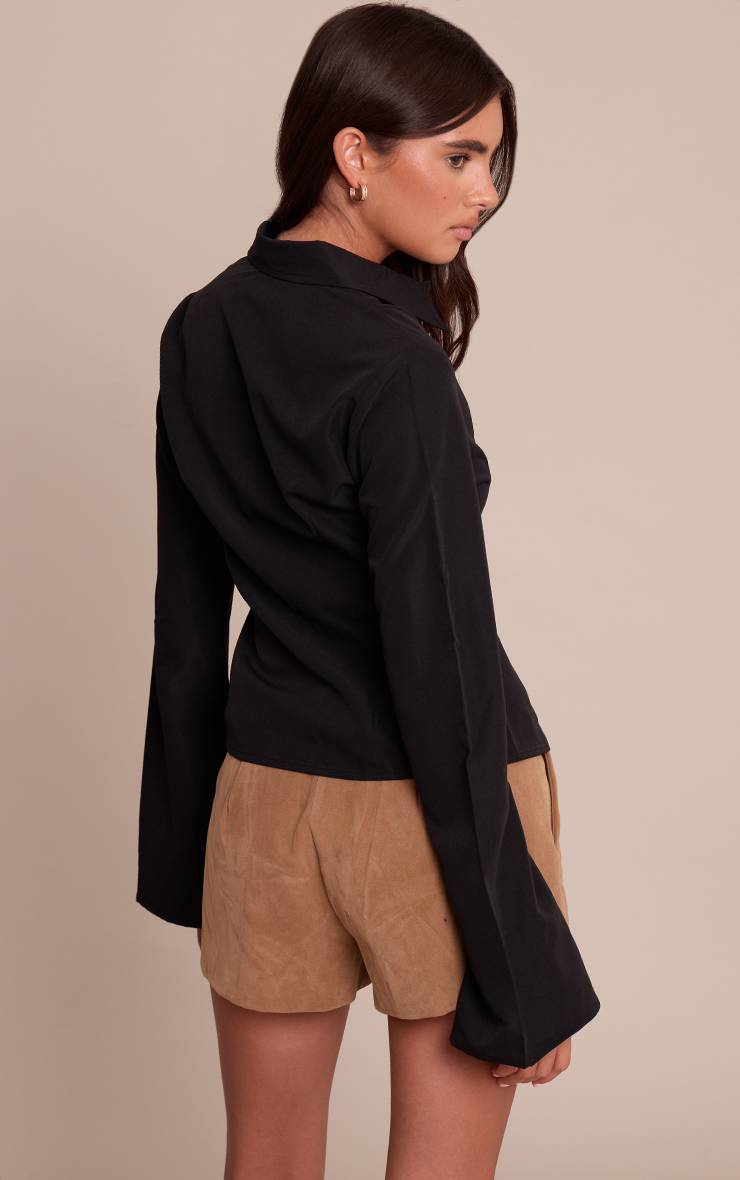 Noir Chemise Ajustée À Détails De Coutures