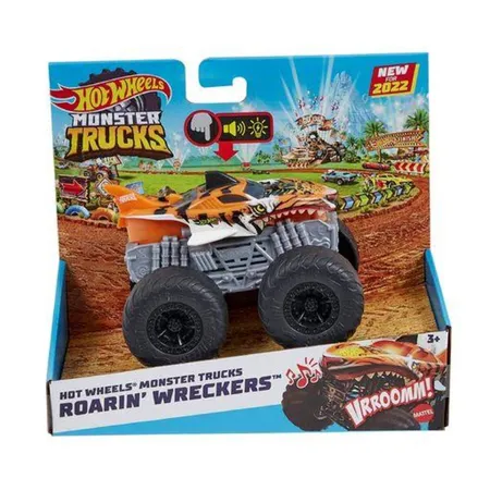 Hot Wheels Monster Trucks Roarin’ Wreckers mit Licht- und Geräuscheffekten, 1 Stück, 3-fach sortiert