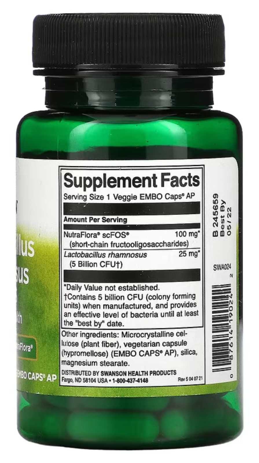 Swanson Lactobacillus Rhamnosus 60 cápsulas veganas