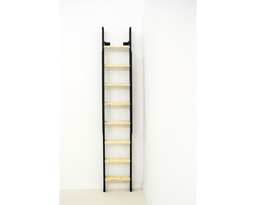 Pertura Fenix trapboom, massief sparrenhout, onbehandeld, recht, 36,5 cm, 7 treden / 8 stootborden