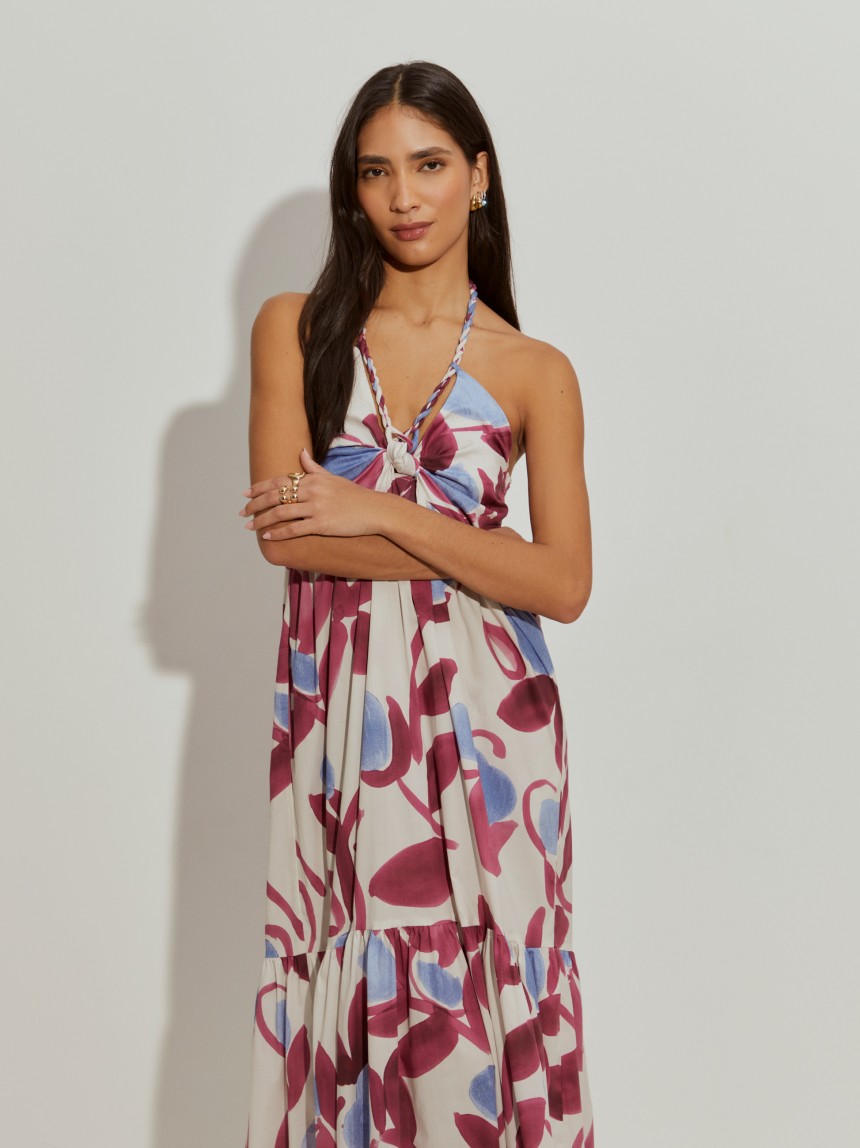 Vestido comprido estampado floral