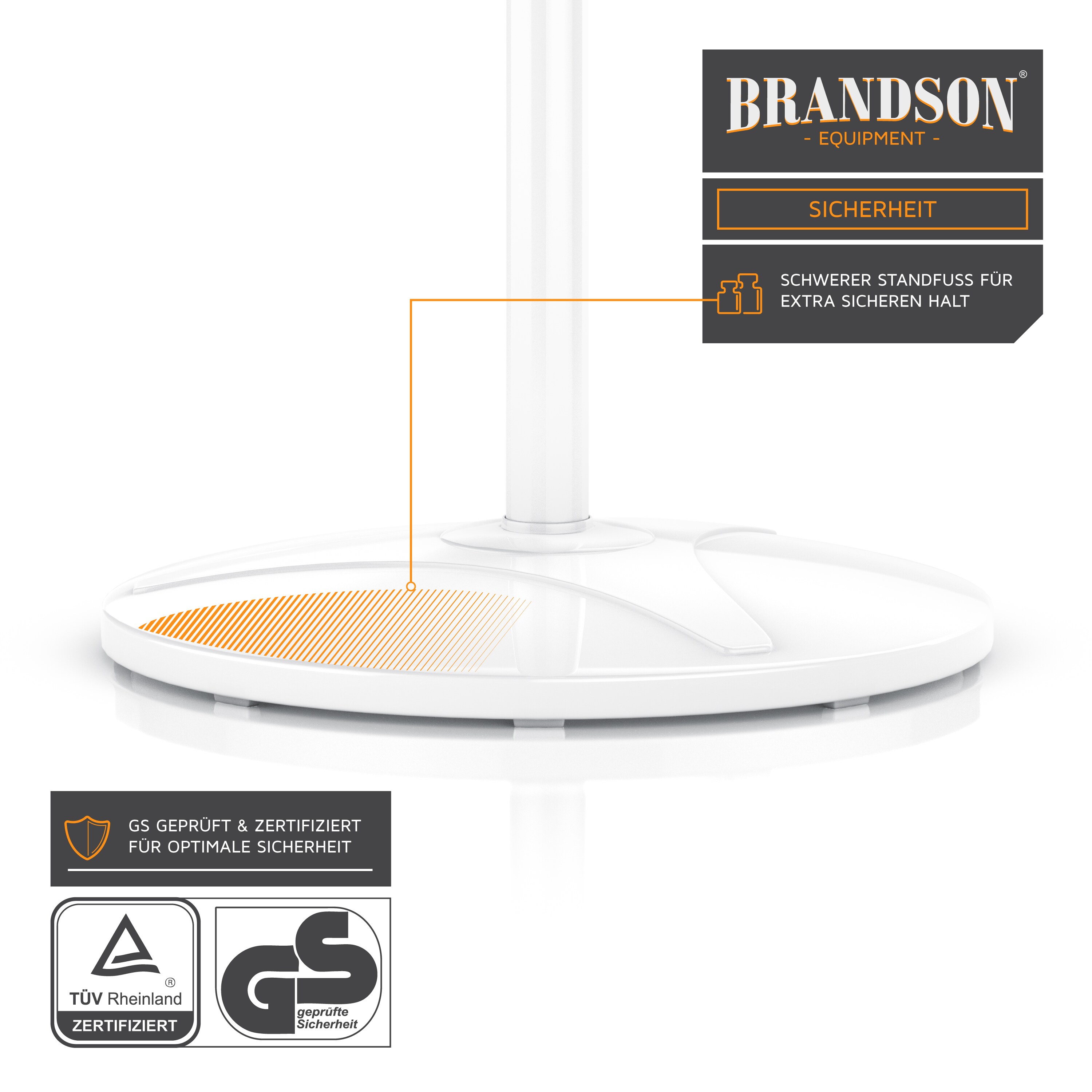 Brandson Standventilator 50W mit Standfuß höhenverstellbar, Ventilator mit Fernbedienung, Neigungswinkel 30°, 3 verschiedene Geschwindigkeitsstufen