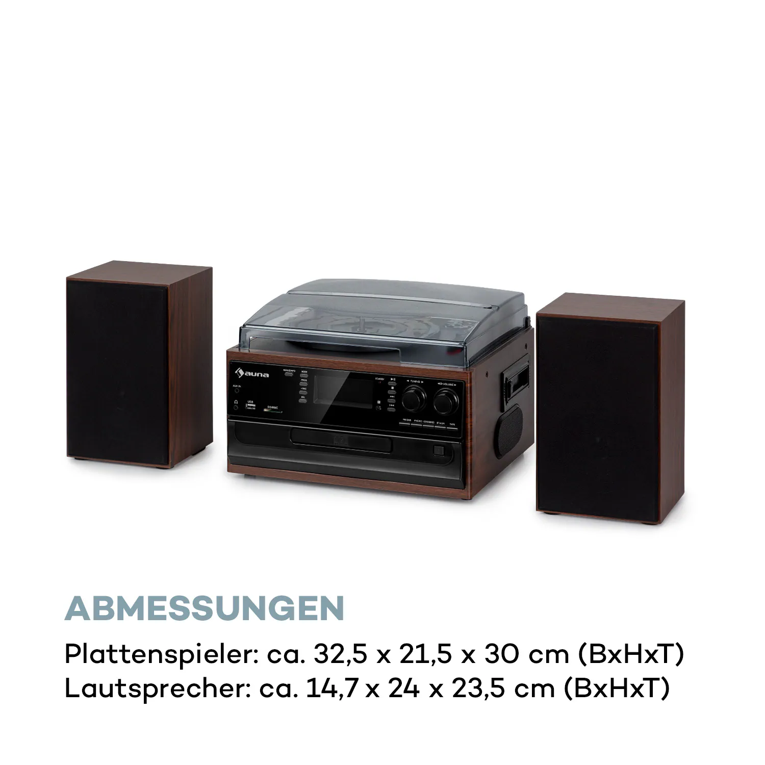 Oakland DAB Plus Retro-Stereoanlage DAB+/FM BT-Funktion Vinyl CD Kassette inkl. Lautsprechern