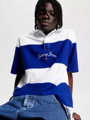 Camisa de rugby listrada de manga curta oversized
