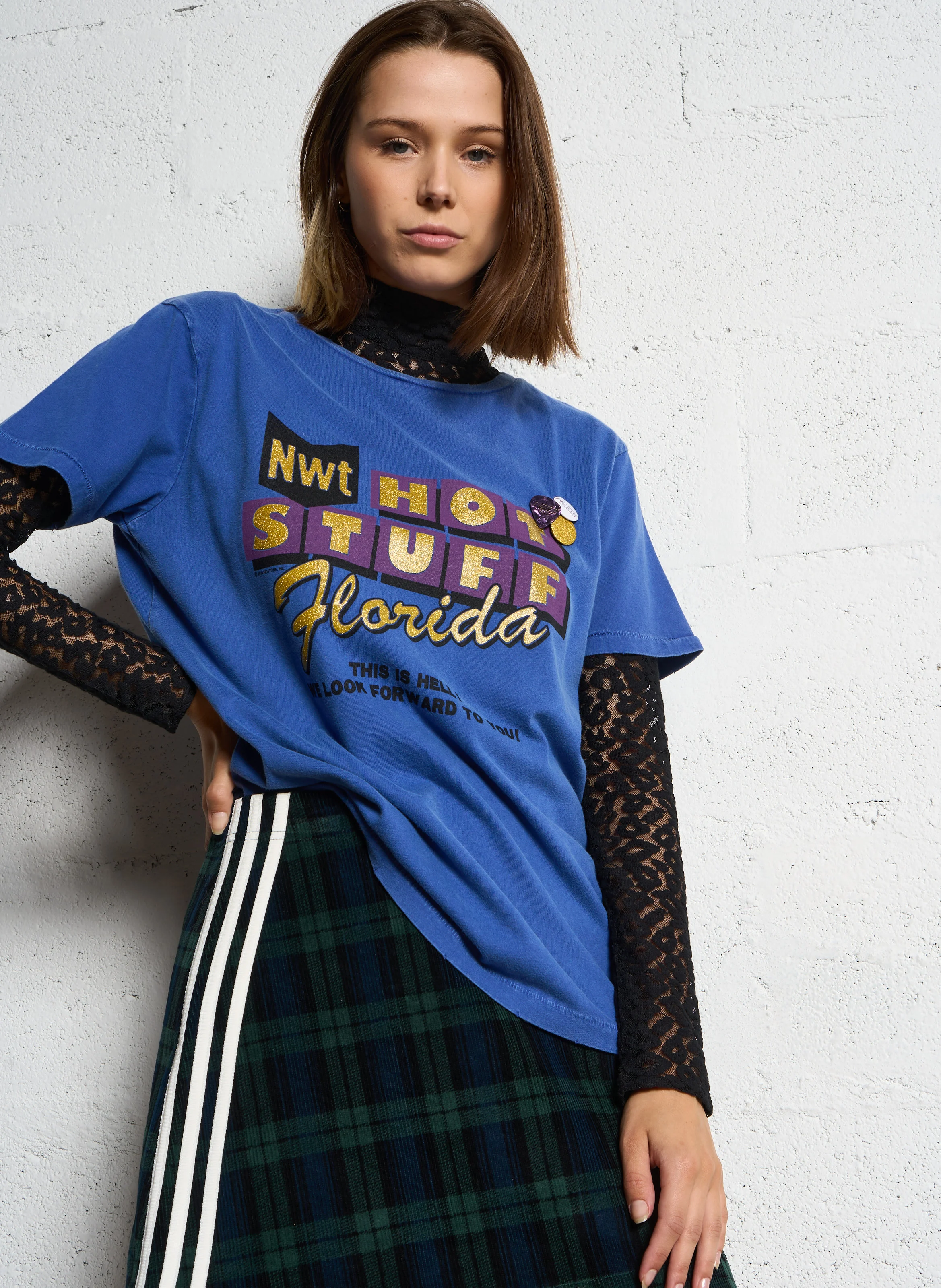 STARLIGHT STUFF - Tee-shirt droit col rond sérigraphié en coton | Bleu